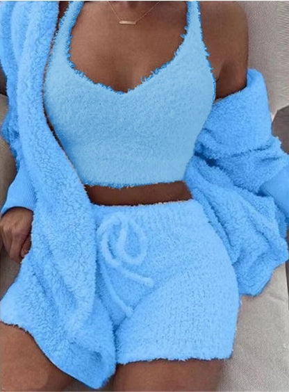 Long Sleeve Crop Tank & Drawstring Shorts Sleepwear