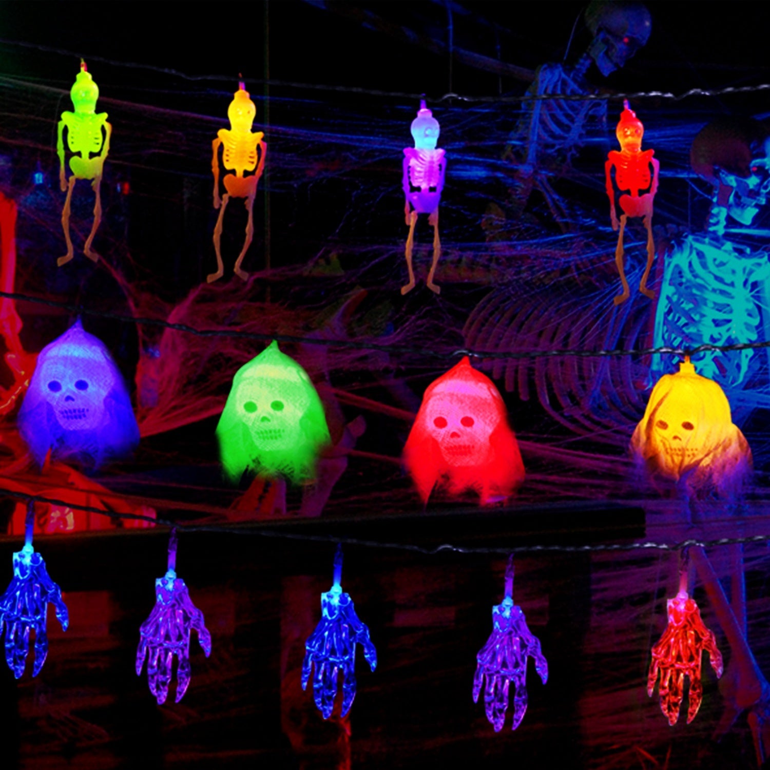 Halloween Skull & Spooky Hands String Lights