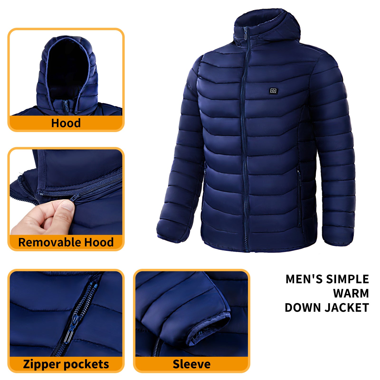 Men’s 9-Zone Heated Puffer Jacket – Electric Thermal Coat
