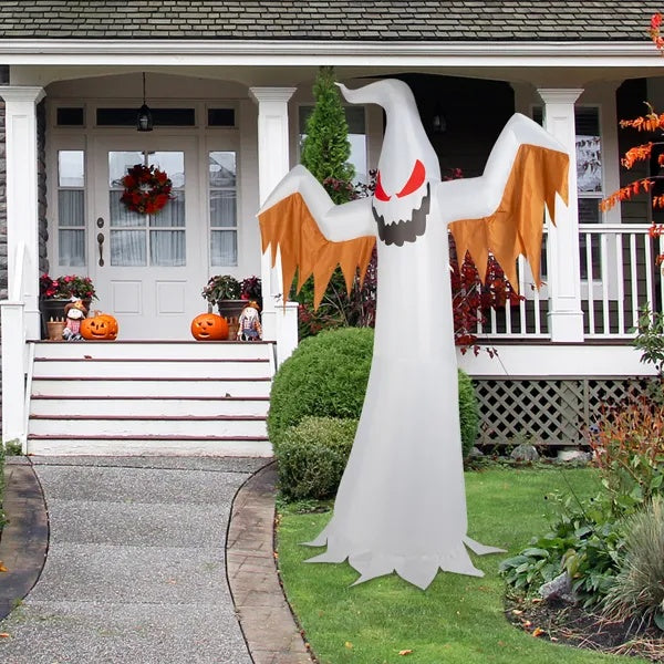 LED Lighted Inflatable Ghost with Red Eyes