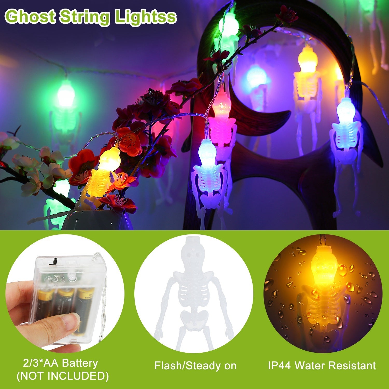 Halloween Skull & Spooky Hands String Lights