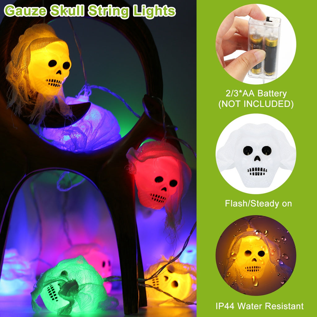 Halloween Skull & Spooky Hands String Lights