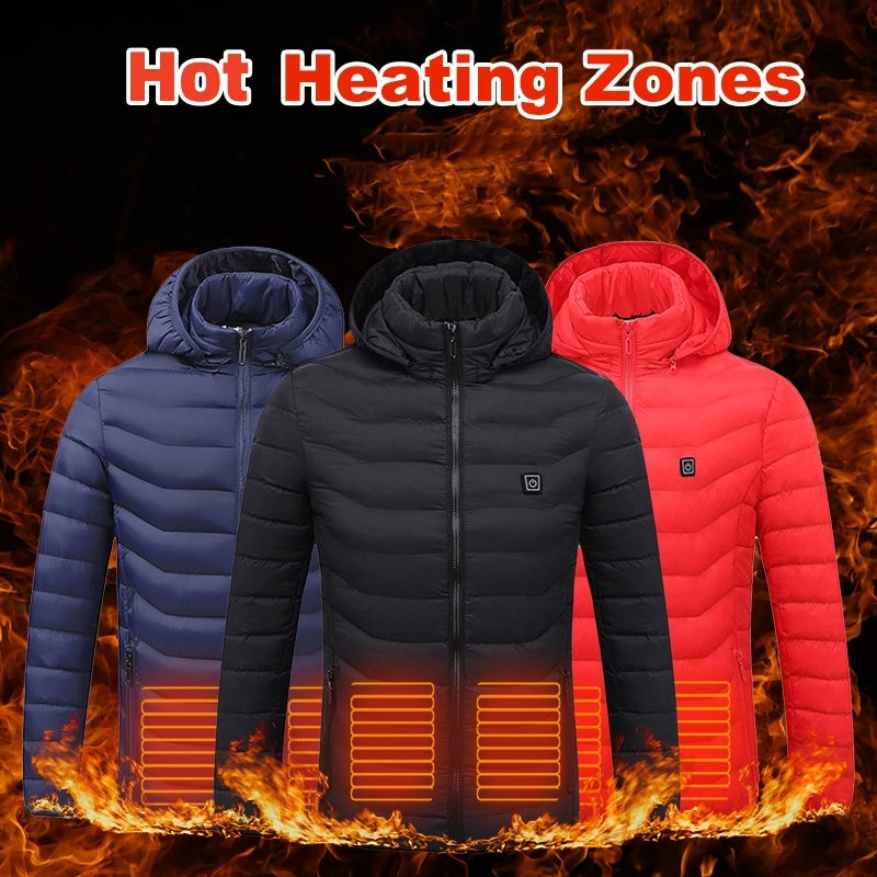 Men’s 9-Zone Heated Puffer Jacket – Electric Thermal Coat