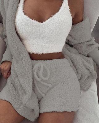 Long Sleeve Crop Tank & Drawstring Shorts Sleepwear