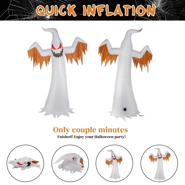 LED Lighted Inflatable Ghost with Red Eyes