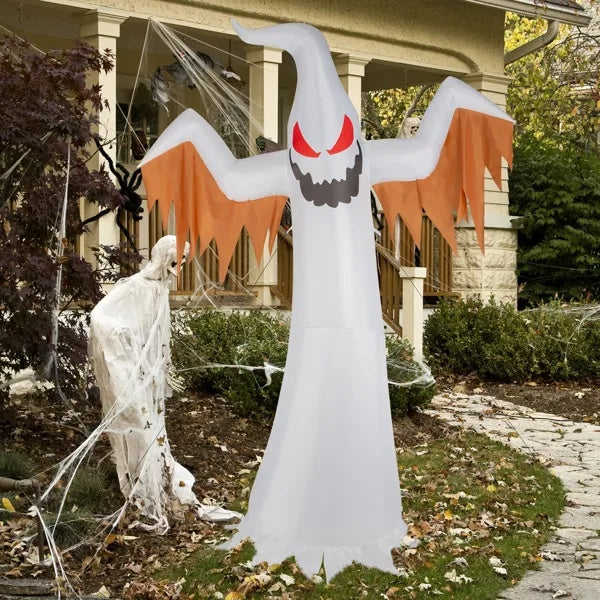 LED Lighted Inflatable Ghost with Red Eyes