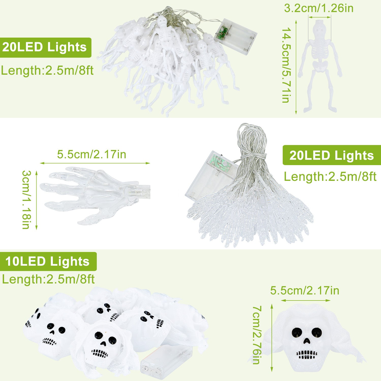 Halloween Skull & Spooky Hands String Lights