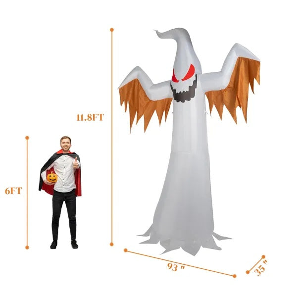 LED Lighted Inflatable Ghost with Red Eyes