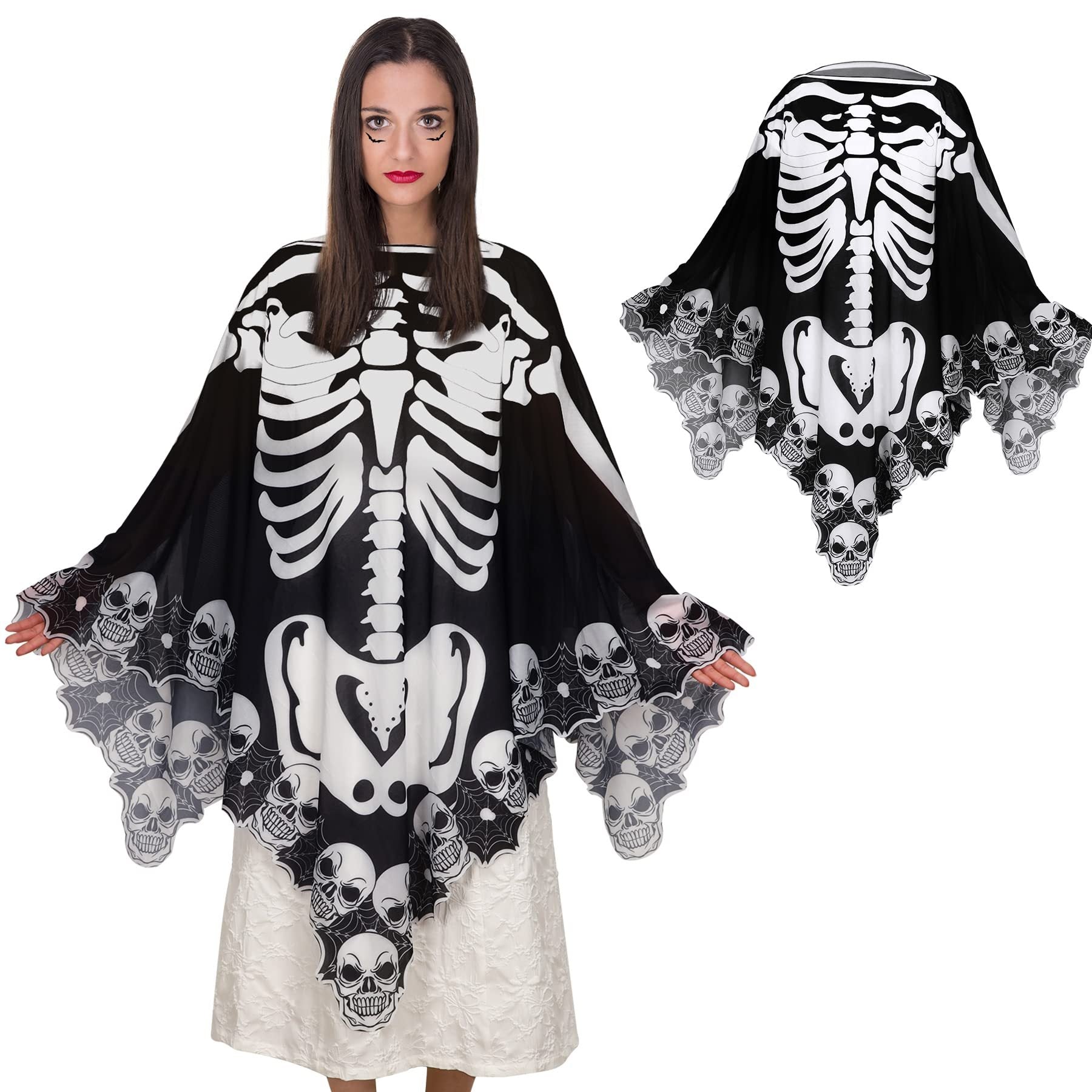 Spooky Skeleton Poncho Halloween Outfit
