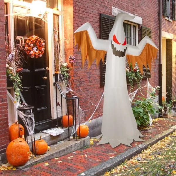 LED Lighted Inflatable Ghost with Red Eyes