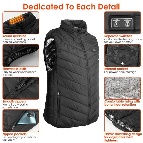 USB Heated Vest – 3-Level Electric Thermal Warmer