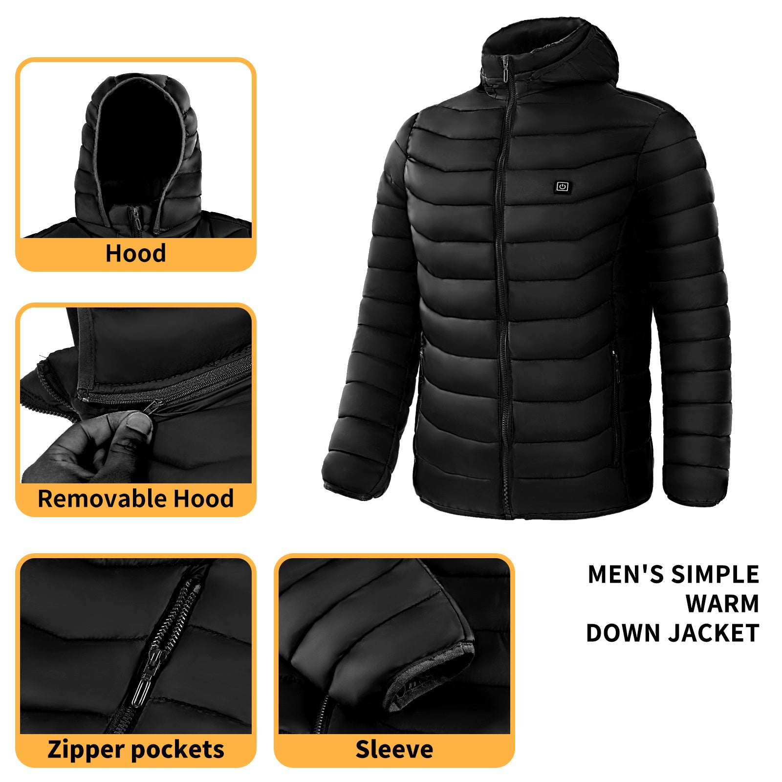 Men’s 9-Zone Heated Puffer Jacket – Electric Thermal Coat